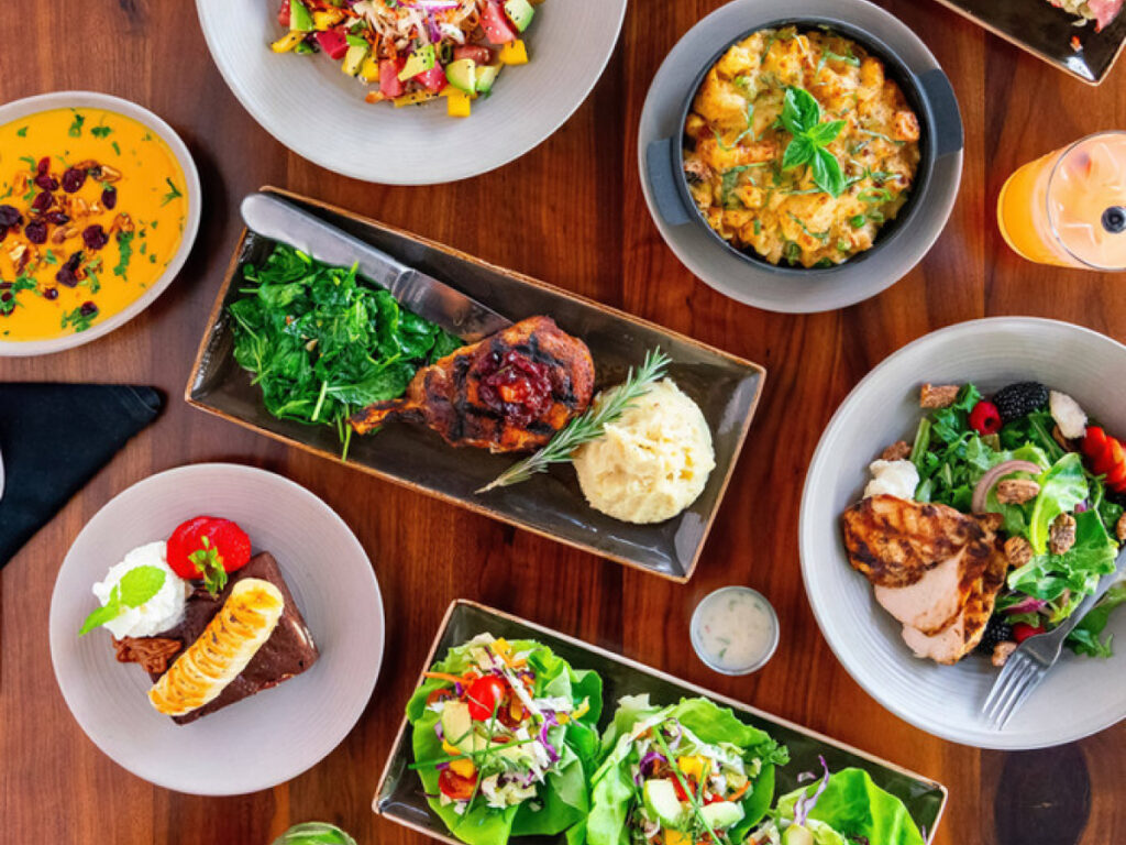 Granville Restaurant spread of food on a table