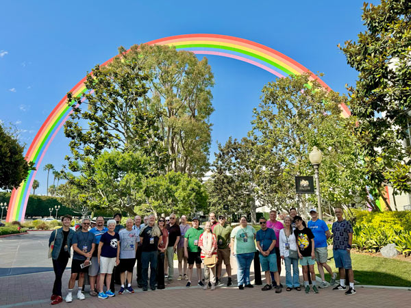 Group picture under studio rainbow